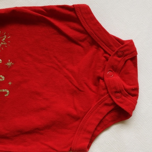 george red santa long sleeve bodysuit diaper shirt 3-6 months baby girl - Picture 3 of 5
